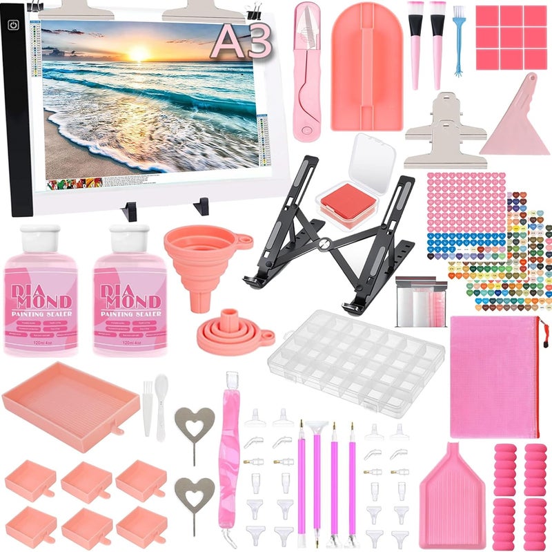 XEUZK All-Inclusive Diamond Art Accessories Kit with A3 DiamondPainting Light Pad Kit, Light Board for Painting Accessories, Bead Organizers & 5D Painting Tools Set for Full Drill & Partial Drill Art - Image 1